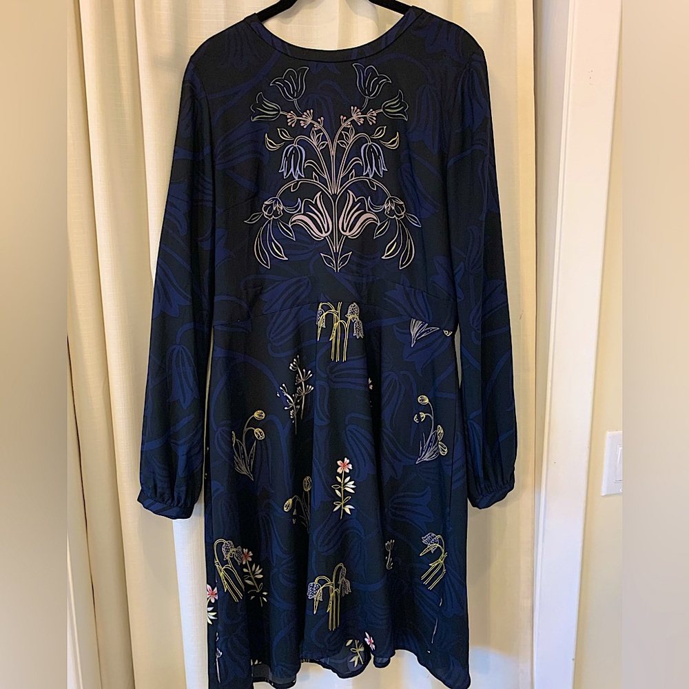 Ann Taylor LOFT Floral Dress, Dark Blue, Knee Length, Size 8